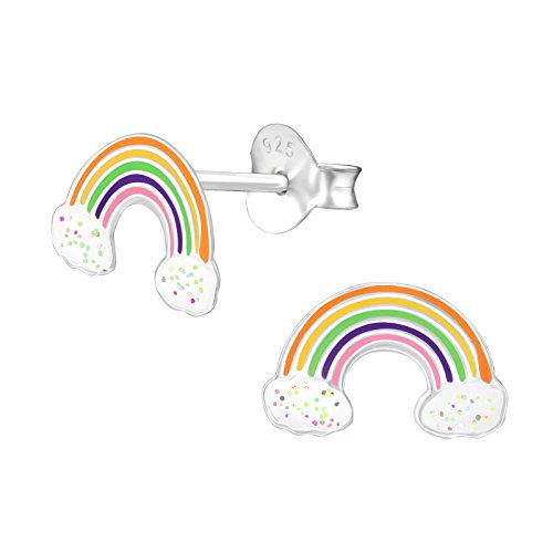 925 Sterling Silver Set of 3 Pairs Rainbow, Mermaid, & Pink Unicorn Stud Earrings (Nickel Free)2