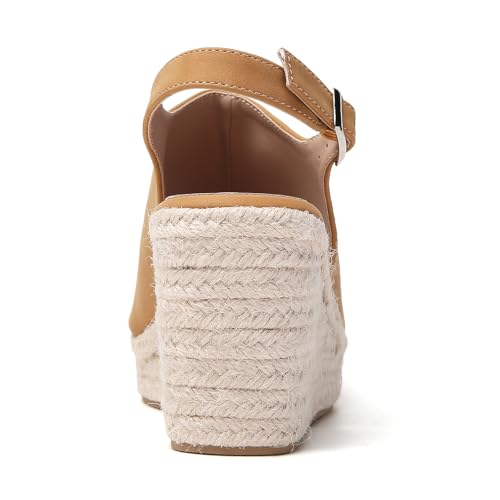 Image of Tilocow Espadrilles Wedges for Women Open Toe Ankle Strap Platform Dressy Casual Sandals Travel Slides