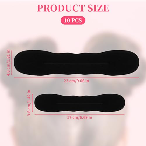 10 Pack Hair Bun Maker for Women - 5 Small & 5 Large Non-Slip Foam Sponge Bun Shapers for Easy Updos, Lazy Hair Curler Bun Clips, Reusable Magic Bun Curler for Long/Short/Thick/Thin Women Hair