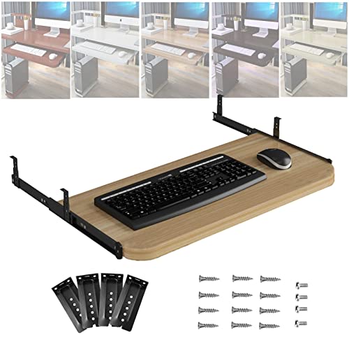Bandeja deslizante para teclado para oficina, hogar, escuela, deslizador ergonómico para teclado debajo del escritorio para mejorar la postura, bandeja extraíble para brazo de madera