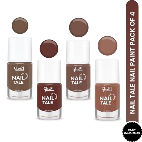 Image of Glam21 Nail Tale- Nail Lacquer | Multicolor|Quick Drying Nail Polish| Glossy Gel Finish Nail Kit | Highly Pigmented & Long Lasting | Chip Resistance | 9ml Each| Pack Of 4 (Shade-04-15-28-39)