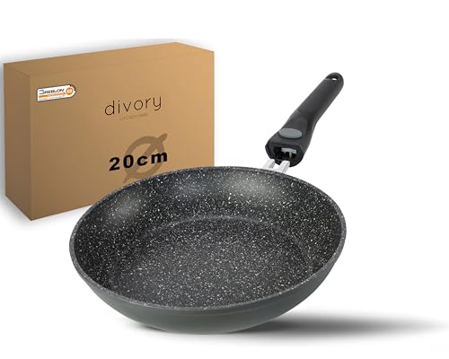 DIVORY kleine Pfanne 20cm I Abnehmbarer Griff, Induktion, beschichtet, Aluminium – Mini Bratpfanne - Induktionspfanne (Griff: Abnehmbar)