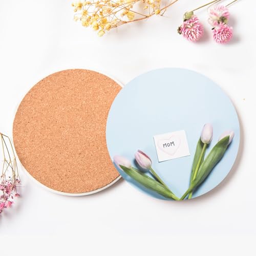 Sous-verre ronds en céramique tulipes : cadeau maman chic