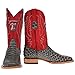Vaccari Men's Cooper Genuine Grey Python Print Leather Texas Tech Embroidery Broad Square Toe Cowboy Boots - 8