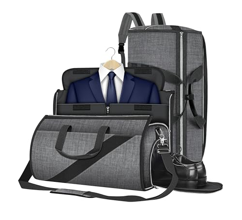 Convertible Garment Bag with Shoulder Strap, Carry on Garment Duffel Bag for Men Women - Hanging Suitcase Suit Travel Bags