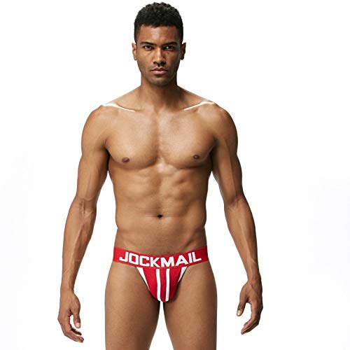 JOCKMAIL Jockstrap Herren Baumwolle Sportunterwäsch Atmungsaktiv Slips Athletic Supporters Sport Unterhosen (DE/NL/SE/PL, Alphanumerisch, M, Regular, Regular, Rot)