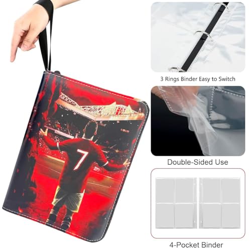 Image of PATPAT 400 Pockets Soccer Card Binder Autographed Cards Storage Bag Waterproof PU Cover Zipper Card Organzier Holder Multi Purpose Card Organizer Bag for Game Trade Cards, Collectible Cards