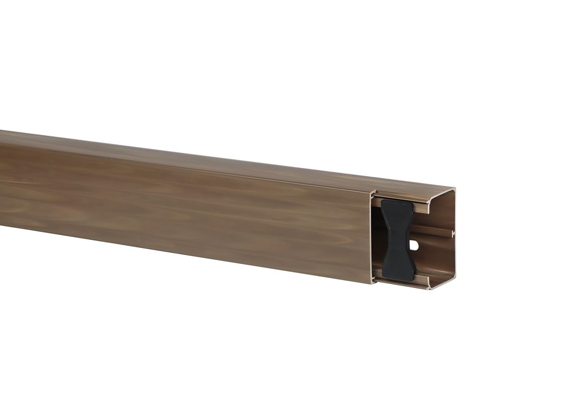 KOMIB 60x40 mm Kabelkanal/Kabelkanäle/Kabelführung - Schraubbar (mit Montagelochung im Boden) - Je Stange 2M (Braun - Holz Design, 10m (5x2M))