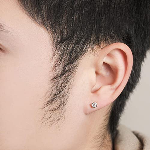 Sterling Silver Stud Earrings For Women Men Girls- 3 Pairs Of Tiny Round Cubic Zirconia Earrings Cz Small Cartilage Tragus Earrings(2Mm/3Mm/4Mm) #TOP7