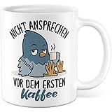 Nicht Ansprechen Tasse Kollege Geschenkidee Koffein Kaffeetasse Morgen Geschenk für Morgenmensch Kaffeebecher Morgenmuffel Becher (Weiß)