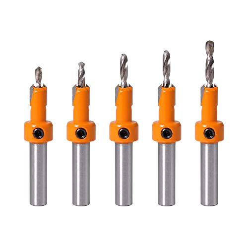 Countersink Drill Bit Set Carpentry Tools Countersunk Counter Sink Bit 8mm Width for Woodworking Wood Counterbore 5pcs