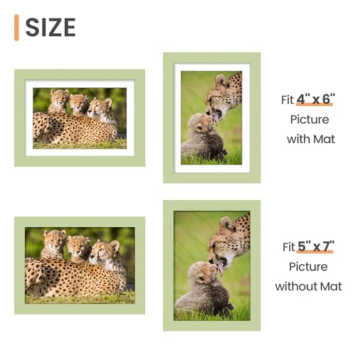 Image of upsimples 5x7 Picture Frame, Display Pictures 4x6 with Mat or 5 x 7 Without, Wall Hanging Photo Frames, Green, 1 Pack