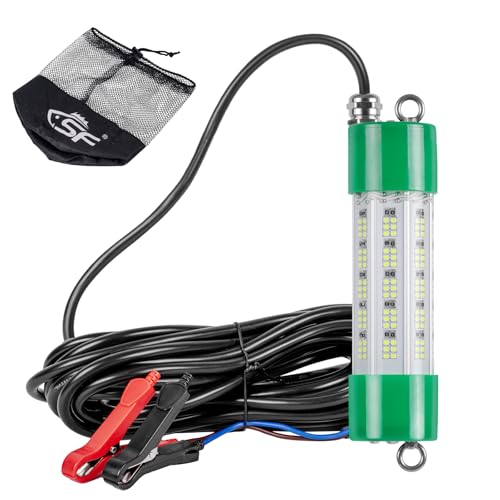 SF DC 12V LED Underwater Fishing Light 45W 70W 100W Fish Attracting Light 5600 7000 13000lm Green Fishing Light Submersible for Dock and Boats IP68 Wa