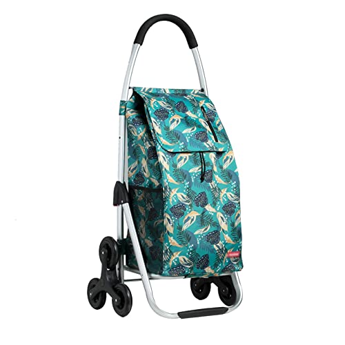 Aluminium Einkaufstrolley Treppensteiger, Einkaufstrolley Treppensteiger Mit 6 Räder,Einkaufswagen Klappbar Wasserdichter,Kaufwagen Mit Große Kapazität,zum Einkaufen, Wäsche, Camping ( Color : Green ) Cover