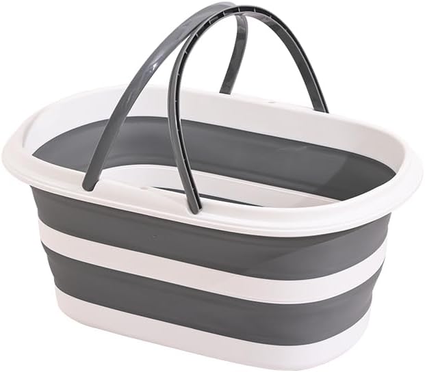 Collapsible Pet Bathtub with Wheels and Drainage Hole, 35L Portable Folding Bathing Tub for Dogs Cats, Multi-Purpose Laundry Basket Storage Bin for Camping RV Travel, Space-Saving Design