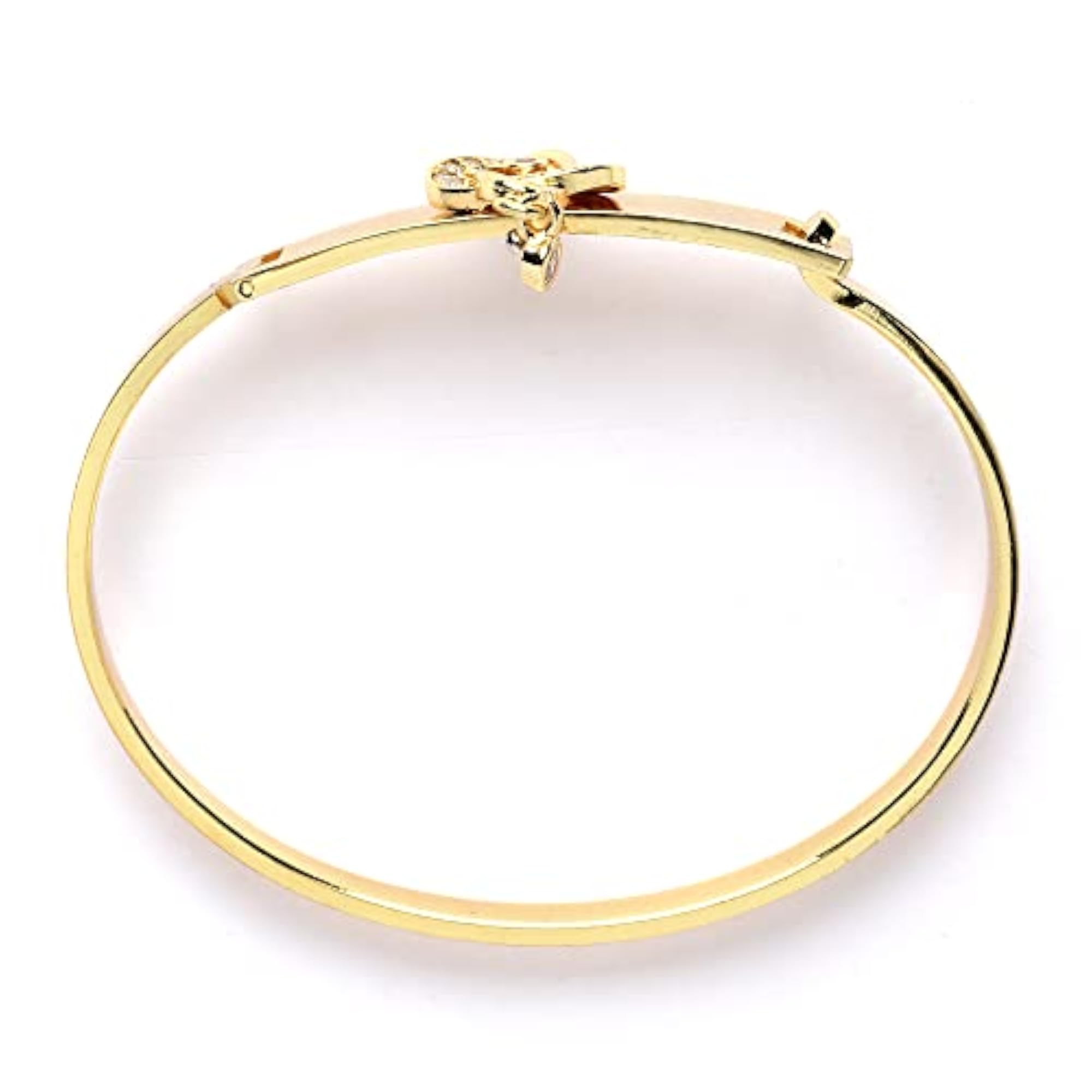 Gold-Plated American Diamond Bangle Style Bracelet