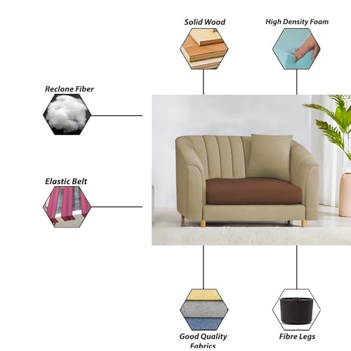 Image of Doraldo Seater Sofa Set for Living Room (Cream Brown) Premium Fabric Sofa Set