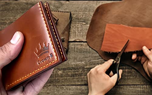 Crown-B Men's Bifold Leather RFID Blocking Wallet Genuine Crazy Horse Leather 100% Handmade Wallet Premium Quality4