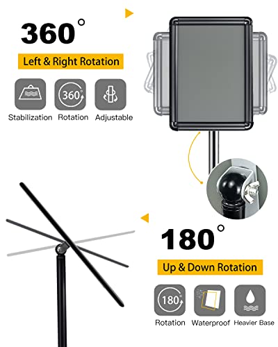 Burferly Sign Stands For Display, 6Packs Adjustable Sign Holder, 8.5 X 11 Inches Snap Open Sign Frame, Vertical & Horizontal View Displayed,Black #TOP2