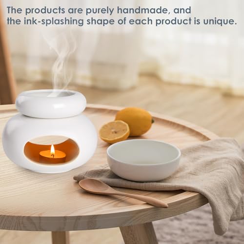WD&CD Duftlampe aus Keramik Aromalampe Teelichthalter Aroma Diffuser Stövchen für ätherische Öle - Weiß