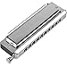 Chromatic Harmonica Key of C 10 Hole 40 Tone with Case for Professional Player Adult Beginner Students, Excellent Gift for Music Fan (Swan)- Silver Best Music Gift