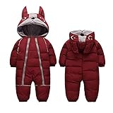 ALLAIBB Toddler Snow Suit Winter Baby Snowsuit Outwear Warm Hood Jumpsuit Convenient Dual-zipper Design For Infant