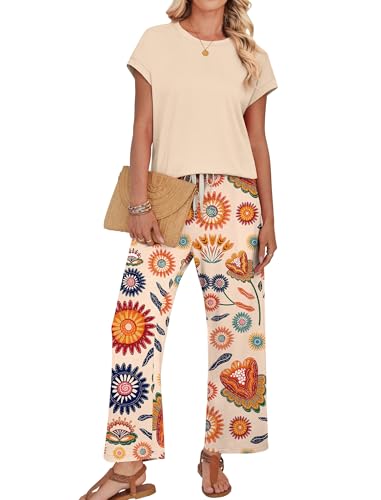 Image of WIHOLL Two Piece Sets for Women Summer Spring Outfits Lounge Sets Beach Vacation Clothes Airport Travel Matching Clothing