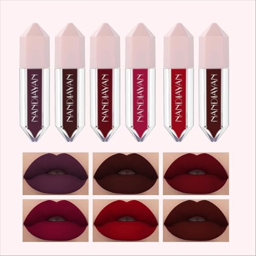 by Colorsky Matte Liquid Lipstick Set (Pack of 6) | Maroon & Red lipstick Shades | Waterproof Long-Lasting Smudge-Proof Lipsticks | Highly Pigmented Perfect Liquid Lipstick gift set for women (Set C)