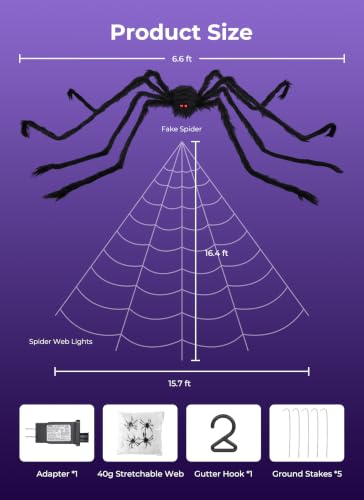  16.4 ft 255 LED Halloween Giant Spider Web Lights Set  - image 7