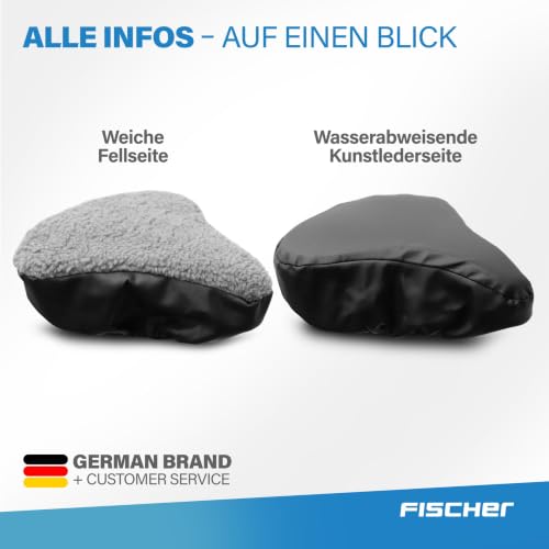 FISCHER Fahrrad Sattelbezug wendbar - Weiche Satteldecke mit Fell-Imitat & wasserabweisendem Kunstleder, warm, rutschfest, komfortabel… – Ansicht 8