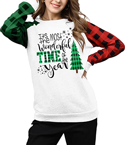 Image of PECHAR Christmas Tree Sweatshirts Women Pine Tree Print Shirts Nature Lover Gift Casual Tee Long Sleeve Xmas Pullover