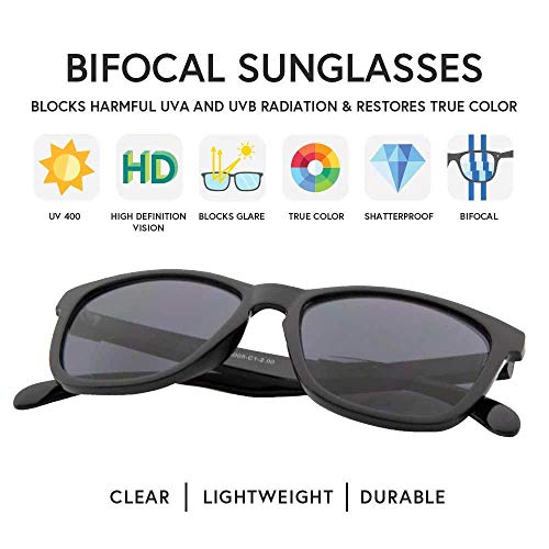 Vitenzi Bifocal Sunglasses For Men And Women Retro Reading Sun Tinted Glasses With Readers - Turin In Black 2.50 #TOP2