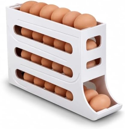 Suporte Bandeja Organizadora de Ovos, 4 Camadas e Rolamento Autom...