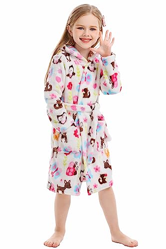 Toddler Robes Cute Pattern Bathrobe Unisex Kids Robe Baby Flannel Hoodie Pajamas Sleepwear3