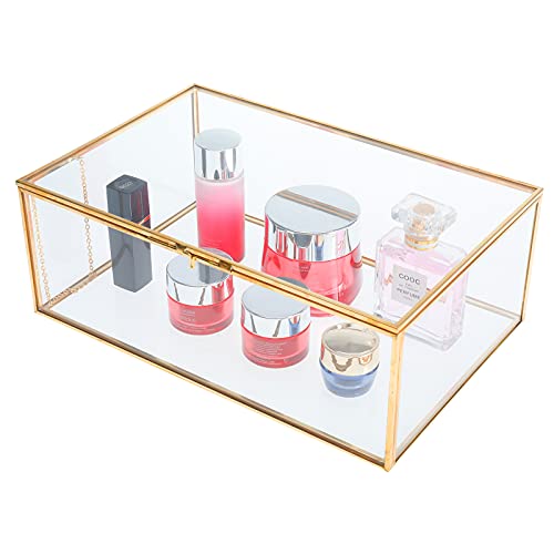 Homtone Boîte À Bijoux Transparent Bijoux Décoratifs Souvenir Affichage Organisateur Clair Rectangle Boîte Anneaux Bracelet Or Organisateur pour Mariage Fête D'anniversaire Décor (très grand) Cover