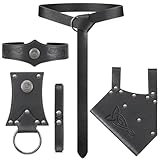 Jigglyjoo 5PCS Renaissance Accessories, Viking Headpiece, Renaissance Belt Mug Strap, Sword Frog for Viking Halloween Cosplay (Black A)