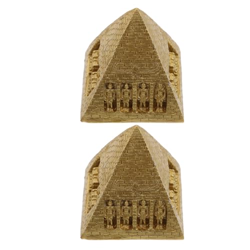 LOORGVEL 3 pezzi Decorazione Piramide in Resina Ornamento Interno Forma di Antica Piramide Egiziana Scultura da Tavolo per Casa e Ufficio Accessorio Decorativo Luminoso per Studio e