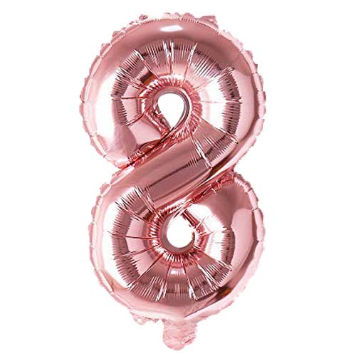 Image of Rozi Decoration 16? Inch Rose Gold 8 Number Foil Balloon Helium Supported Pack of 1 Pcs | Happy 8th Birthday Balloon Decoration | 8th Anniversary Decoration | 8 Number Party Decoration