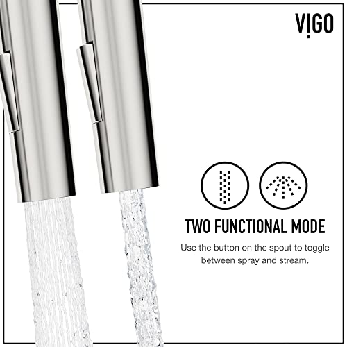 Vigo Greenwich Stainless Steel Kitchen Faucet With Pull-Down Sprayer | Solid Brass Faucet For Kitchen Sink With Soap Dispenser | Single-Handle Kitchen Sink Faucet With Dual Functioning Sink Sprayer #TOP4