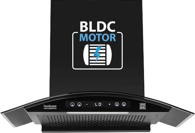 Image of Hindware Smart Appliances Sancia BLDC 75cm Kitchen Chimney | 1400 CMH | Filterless | Autoclean | Curved Glass | Motion Sensor, Touch Control | 12 Yrs Warranty on Motor, 3 Yrs on Product by Brand