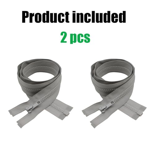 Image of YaHoGa 2PCS #5 48 inch Separating Jacket Zippers for Sewing Coats Jacket Zipper Replacement Grey Plastic Zippers Bulk (48 inch Gray)