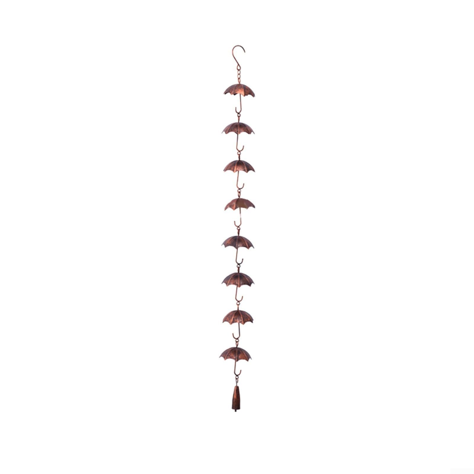 Iron Umbrella Wind Chime Rain Chain 39.37 Inch Metal Water Drainage Chain for Garden Courtyard Corridor Villa Eaves Decoration Outdoor