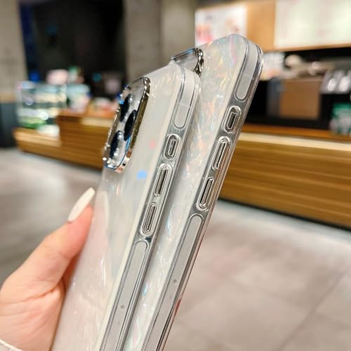 Image of COVERLY for iPhone 17 Holographic Marble Glitter Case,Luxury Laser Colorful Dreamy Hard Shell Phone Case Camera Lens Protection Shinny Bling Nebula Shockproof Aesthetic Cover for Apple iPhone 17