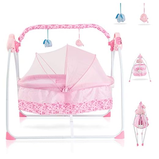 DFDFS SANPLO CBBAY Electric Cradle Baby Swing Infant Bed Cot Crib Rocking Basket Newborn Bassinet Automatic Intelligent Sleeping (Pink)