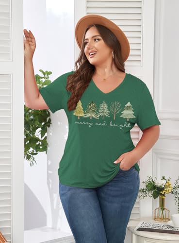 Image of ForHailey Women's Plus Size Short Sleeve Tee Shirt V Neck Basic Ladies Loose Fit T Shirt 1X-5X