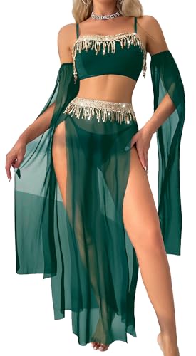 Ausing Tenue de Costume de Danse Orientale pour Femmes Sexy Belly Dancer Jeu de rôle Robe en Ensemble de Lingerie Festival Exotique Costumes de Danse