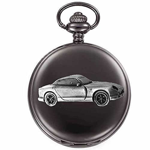 Montre de poche à quartz Cerbera ref277 noire polie effet étain