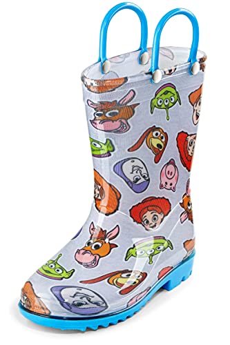 Disney Toy Story Kids' Waterproof PVC Rain Boots – Featuring Buzz Lightyear & Woody – Easy-On Handles – Toddler/Little Kid