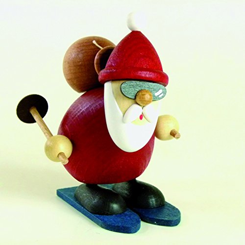 Holzfigur Weihnachtsmann auf Ski HxB 9,2x6,7cm NEU Seiffen Erzgebirge...