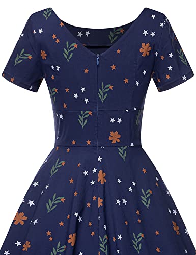Image of GownTown Women's 1950s Vintage Dresses Short Sleeves Cocktail Stretchy Party Dresses with Pocket